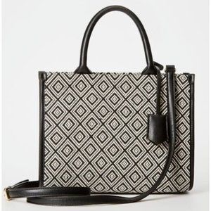 NWT Justfab Boxy Tote with Crossbody Strap Black Multi Purse Bag